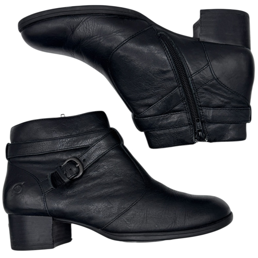 Born Black Leather Ankle Booties